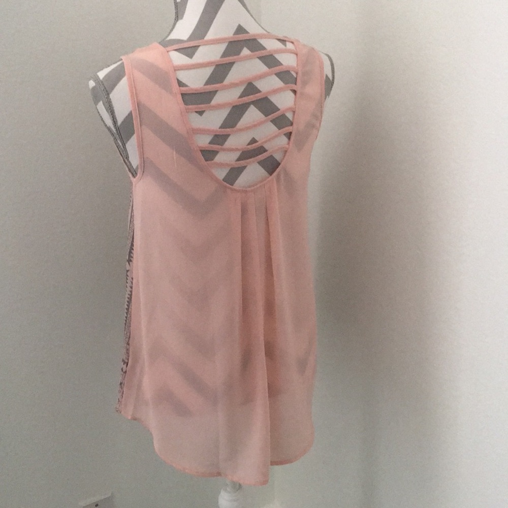 Sheer blush pink high low tank